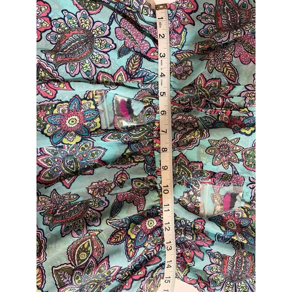 Vera Bradley New with Tags Floral Swim Coverup Romper with tassel M beach